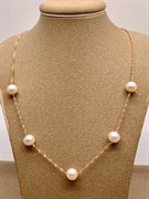 *Ожерелье р.55 Белый Жемчуг д.7,5-8,5 цв Красное арт. 6.0005.s.m-561 Вес 5,56 г