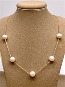 *Ожерелье р.50 Белый Жемчуг д.7,5-8,5 цв Красное арт. 6.0005.y.m-813 Вес 5,48 г