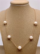 *Ожерелье р.50 Белый Жемчуг д.7,5-8,5 цв Красное арт. 6.0005.y.m-837 Вес 5,5 г