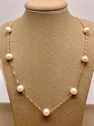 *Ожерелье р.45 Белый Жемчуг д.7,5-8,5 цв Красное арт. 6.0007.s.m-117 Вес 6 г