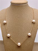 *Ожерелье р.45 Белый Жемчуг д.8-8,5 цв Красное арт. 6.0005.y.m-971 Вес 5,21 г