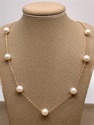 *Ожерелье р.55 Белый Жемчуг д.7,5-8,5 цв Красное арт. 6.0007.y.m-568 Вес 5,85 г