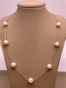 *Ожерелье р.45 Белый Жемчуг д.7,5-8,5 цв Красное арт. 6.0007.y.m-353 Вес 6,07 г