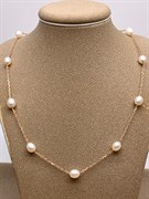 *Ожерелье р.40 Белый Жемчуг цв Красное арт. 6.F012.a.m-246 Вес 4,64 г