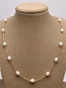 *Ожерелье р.40 Белый Жемчуг цв Красное арт. 6.F011.a.m-980 Вес 4,27 г