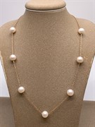 *Ожерелье р.40 Белый Жемчуг д.7,5-8,5 цв Красное арт. 6.0007.y.m-890 Вес 5,53 г