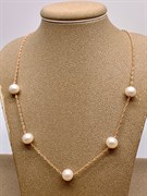 *Ожерелье р.50 Белый Жемчуг д.7,5-8,5 цв Красное арт. 6.0005.s.m-509 Вес 5,33 г