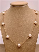 *Ожерелье р.45 Белый Жемчуг д.7,5-8,5 цв Красное арт. 6.0007.y.m-490 Вес 5,65 г