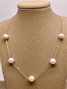 *Ожерелье р.45 Белый Жемчуг д.7,5-8 цв Красное арт. 6.0005.y.m-266 Вес 4,92 г