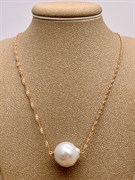 *Ожерелье р.45 Белый Жемчуг Барокко д.14-16 цв Красное арт. 6.U001.s.x-907 Вес 6,87 г