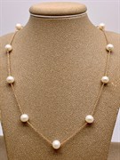 *Ожерелье р.40 Белый Жемчуг цв Красное арт. 6.F001.a.m-255 Вес 5,16 г