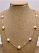 *Ожерелье р.45 Белый Жемчуг д.6 мм рис цв Красное арт. 6550.F012.a.m-192 Вес 5,57 г