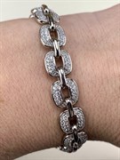 *Браслет р.18 Белый Фианит Микро Вставки арт. AR-BSB32001-X-W-X-X-W-393 вес 27,87 г