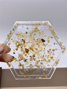 Поднос с янтарем р.10,5-10,5-1,5 см арт 090625 вес 80,69 гр Украшение для интерьера Ручная работа