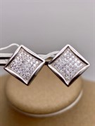 *Серьги Пусеты Белый Фианит Микро Вставки арт. 4850R63002er-435 Вес 2,9 г