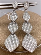 *Серьги Пусеты Белый Фианит Микро Вставки арт. 4851R60395-111 Вес 7.8 г