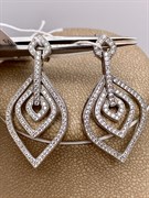 *Серьги Пусеты Белый Фианит Микро Вставки арт. 4851R65152-243 Вес 6.2 г