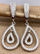 *Серьги Белый Фианит Микро Вставки арт. 4850R60014Wer-406 Вес 3,8 г