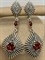 *Серьги Микс Марказит Сердолик арт. С 1260-928  вес 13,51 г - фото 193301